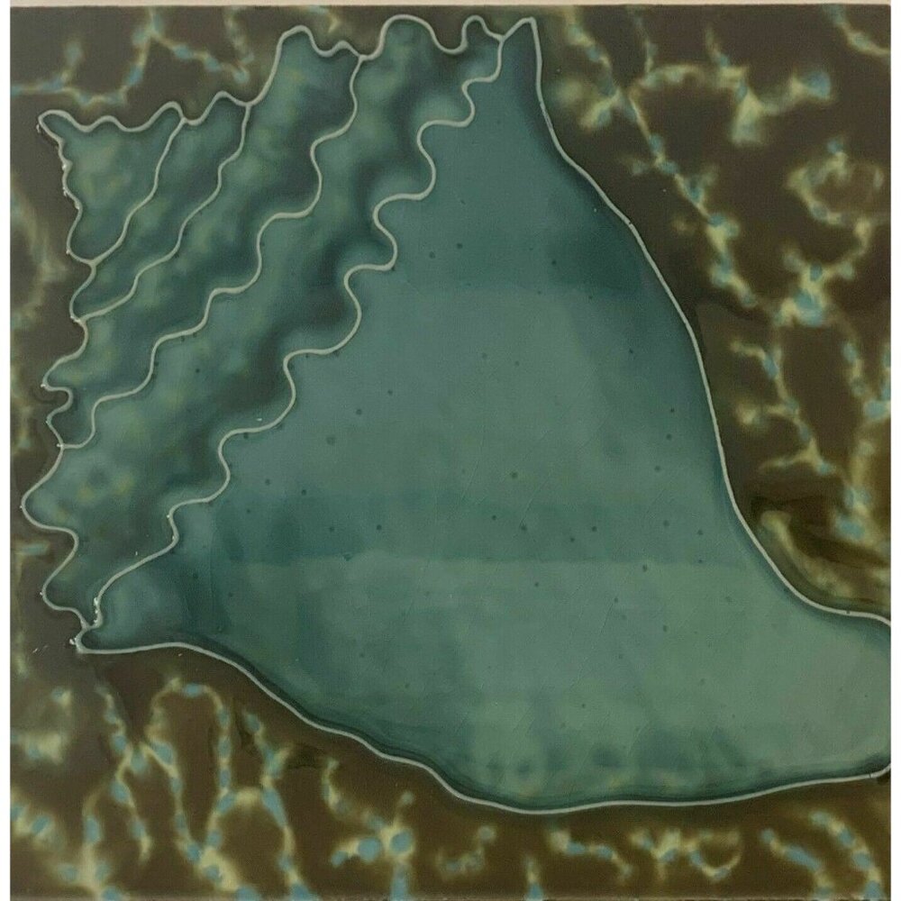 Conch Shell Decorative Wall Art Ceramic Tile 8x8 New Gift Raised Relief Bathroom